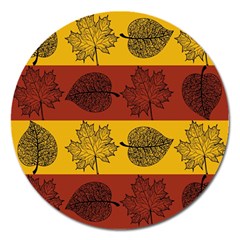 Autumn Leaves Colorful Nature Magnet 5  (round)