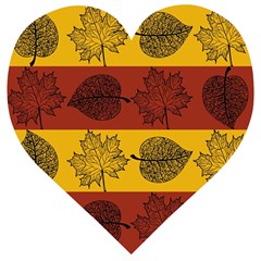 Autumn Leaves Colorful Nature Wooden Puzzle Heart by Mariart