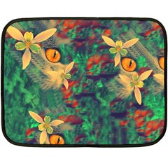 Illustrations Color Cat Flower Abstract Textures Orange Fleece Blanket (mini)