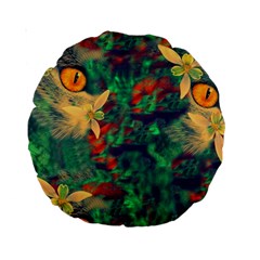 Illustrations Color Cat Flower Abstract Textures Orange Standard 15  Premium Round Cushions by Alisyart