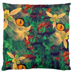 Illustrations Color Cat Flower Abstract Textures Orange Large Flano Cushion Case (two Sides)