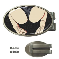 Sporty Booty Perfection, Fit Girl Fitness Illustration, Sports Theme Money Clips (oval) 