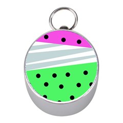 Dots And Lines, Mixed Shapes Pattern, Colorful Abstract Design Mini Silver Compasses by Casemiro