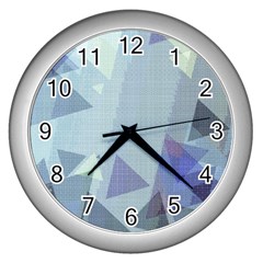 Light Blue Green Grey Dotted Abstract Wall Clock (silver) by Graphika