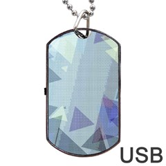 Light Blue Green Grey Dotted Abstract Dog Tag Usb Flash (one Side) by Graphika