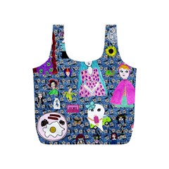 Blue Denim And Drawings Daisies Full Print Recycle Bag (s) by snowwhitegirl