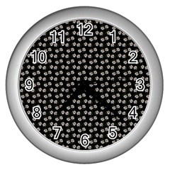 Daisy Black Wall Clock (silver) by snowwhitegirl