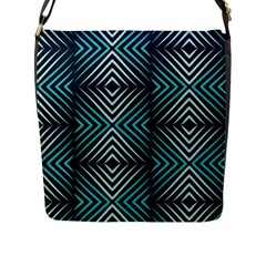 Blue Motif Design Flap Closure Messenger Bag (l) by tmsartbazaar