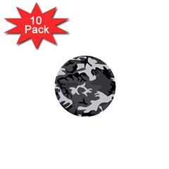 Army Winter Camo, Camouflage Pattern, Grey, Black 1  Mini Buttons (10 Pack)  by Casemiro