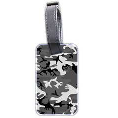 Army Winter Camo, Camouflage Pattern, Grey, Black Luggage Tag (two Sides) by Casemiro