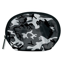 Army Winter Camo, Camouflage Pattern, Grey, Black Accessory Pouch (medium) by Casemiro