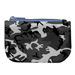 Army Winter Camo, Camouflage Pattern, Grey, Black Large Coin Purse by Casemiro