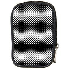 Geometrical Blocks, Rhombus Black And White Pattern Compact Camera Leather Case by Casemiro