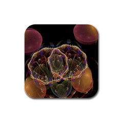 Fractal Geometry Rubber Square Coaster (4 Pack)  by Sparkle