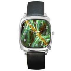 Abstract Illusion Square Metal Watch