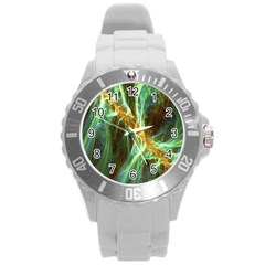 Abstract Illusion Round Plastic Sport Watch (l) by Sparkle