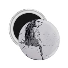 Beauty At The Beach, Sexy Girl Illustration, Black And White 2 25  Magnets by Casemiro