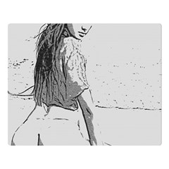 Beauty At The Beach, Sexy Girl Illustration, Black And White Double Sided Flano Blanket (large)  by Casemiro