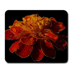 Marigold On Black Large Mousepads by MichaelMoriartyPhotography