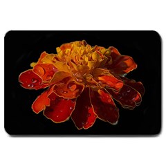 Marigold On Black Large Doormat  by MichaelMoriartyPhotography