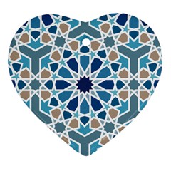 Arabic Geometric Design Pattern  Heart Ornament (two Sides) by LoolyElzayat