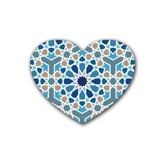 Arabic Geometric Design Pattern  Rubber Coaster (heart) 