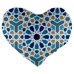 Arabic Geometric Design Pattern  Large 19  Premium Flano Heart Shape Cushions by LoolyElzayat