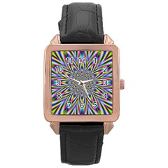 Psychedelic Wormhole Rose Gold Leather Watch  by Filthyphil