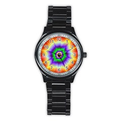 Psychedelic Trance Stainless Steel Round Watch by Filthyphil