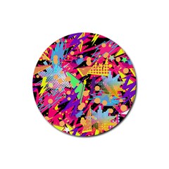 Psychedelic Geometry Rubber Round Coaster (4 Pack)  by Filthyphil