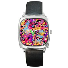 Psychedelic Geometry Square Metal Watch by Filthyphil