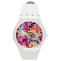 Psychedelic Geometry Round Plastic Sport Watch (m) by Filthyphil