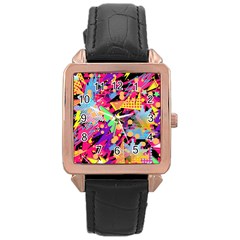 Psychedelic Geometry Rose Gold Leather Watch  by Filthyphil