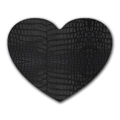 Black Crocodile Skin Heart Mousepads by LoolyElzayat