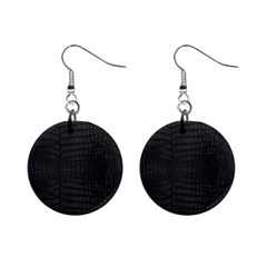 Black Crocodile Skin Mini Button Earrings by LoolyElzayat