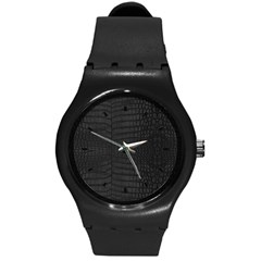 Black Crocodile Skin Round Plastic Sport Watch (m) by LoolyElzayat