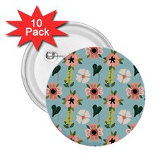Flower White Blue Pattern Floral 2 25  Buttons (10 Pack) 