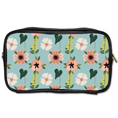 Flower White Blue Pattern Floral Toiletries Bag (two Sides)