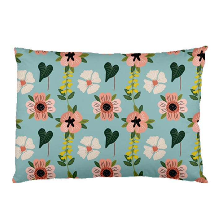 Flower White Blue Pattern Floral Pillow Case (Two Sides)