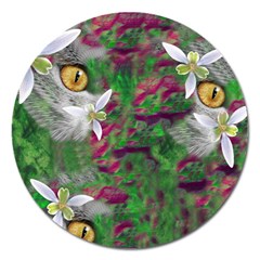 Illustrations Color Cat Flower Abstract Textures Magnet 5  (round) by Alisyart