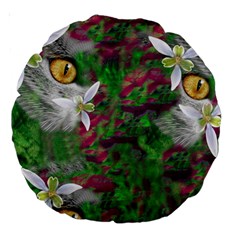 Illustrations Color Cat Flower Abstract Textures Large 18  Premium Round Cushions