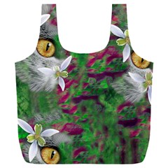 Illustrations Color Cat Flower Abstract Textures Full Print Recycle Bag (xxl)