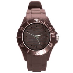 Chestnut Nile Crocodile Skin Round Plastic Sport Watch (l) by LoolyElzayat