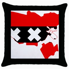 Flag Map Of Amsterdam Throw Pillow Case (black) by abbeyz71