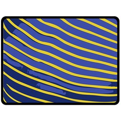 Yellow Blue Stripped Fish Fleece Blanket (large)  by LoolyElzayat