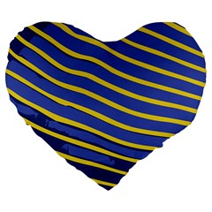 Yellow Blue Stripped Fish Large 19  Premium Heart Shape Cushions by LoolyElzayat