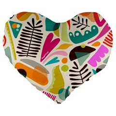 Scandinavian Folk Art Random Fandom Large 19  Premium Heart Shape Cushions by andStretch