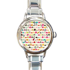 Scandinavian Folk Art Rainbow Road Round Italian Charm Watch by andStretch