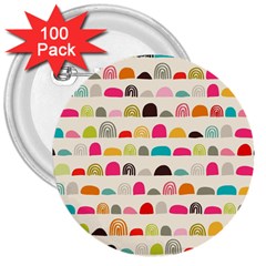 Scandinavian Folk Art Rainbow Road 3  Buttons (100 Pack)  by andStretch