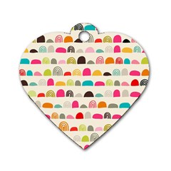 Scandinavian Folk Art Rainbow Road Dog Tag Heart (One Side)